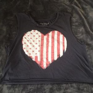 American Eagle Outfitters Tops - American Eagle crop top heart flag medium American Eagle Outfitters Tops - American Eagle crop top heart flag medium